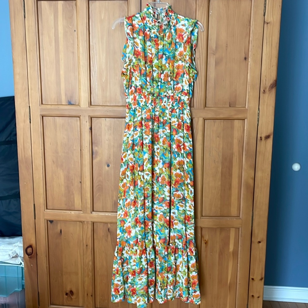 Floral mock neck maxi dress